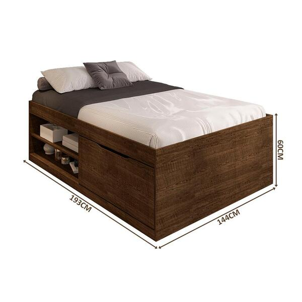 Cama Bau Casal Com Sapateira Embutida Malbec Vanessa Framar -Sthefani Moveis