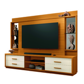 Estante Home Theater Com Espelho E Vidro Para Tv Até 75 Polegadas 2,40m Leni Edn -Sthefani Moveis