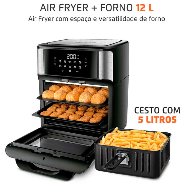 Fritadeira Air Fryer Forno Oven 12l Mondial Afon-12l-bi 2000w 220v --Sthefani Moveis