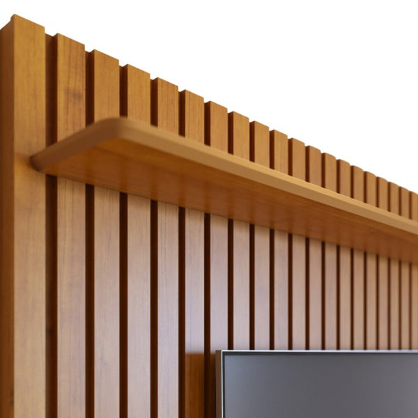 Painel de Parede Ripado Madeira Maciça Home Suspenso Sala Estar para Tv's de até 75 Polegadas Loft 1.8 Imcal - Nature - Sthefani Moveis