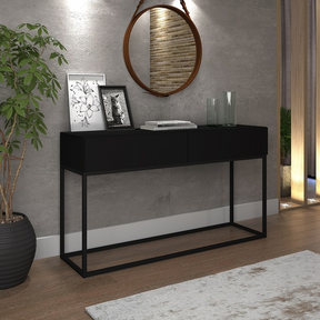 Aparador Sala De Jantar Estilo Industrial 2 Gavetas Linha Alta Preto -Sthefani Moveis