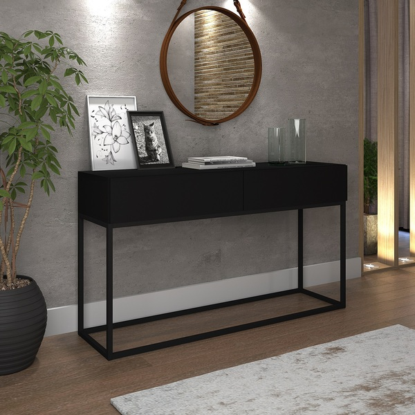 Aparador Sala De Jantar Estilo Industrial 2 Gavetas Linha Alta Preto -Sthefani Moveis