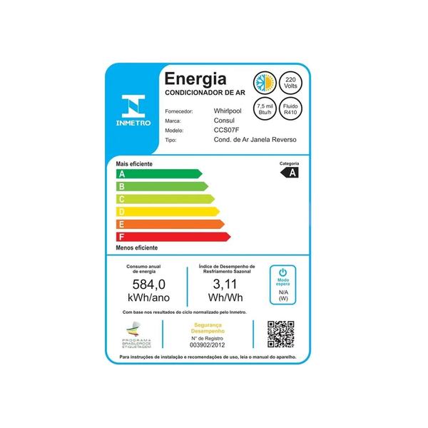 Ar Condicionado Janela 7500 BTUs Frio Branco 220V CCB07FB Consul - Sthefani Moveis