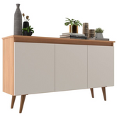 Buffet 3 Portas 136cm Retrô Elza Yescasa Freijó/off White - Sthefani Moveis