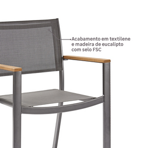 Cadeira de Jardim em Alumínio 84x55cm Cinza Oris Naterial - Sthefani Moveis