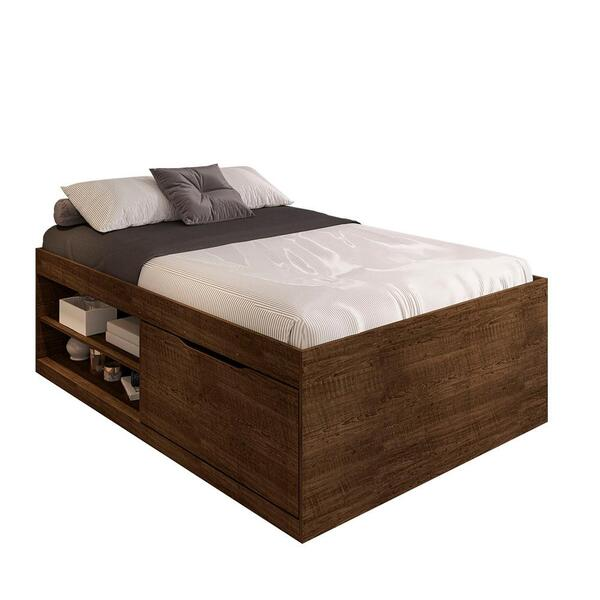 Cama Bau Casal Com Sapateira Embutida Malbec Vanessa Framar -Sthefani Moveis