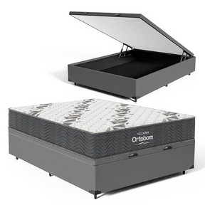 Cama Box Baú Com Colchão De Espuma D33 Ortobom Airtech 100 Casal 138cm - Sthefani Moveis