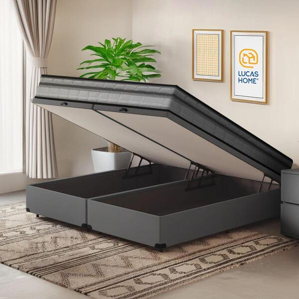 Cama Box Baú Com Colchão De Espuma D33 Ortobom Airtech 100 Casal 138cm - Sthefani Moveis