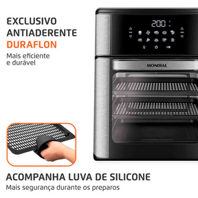 Fritadeira Air Fryer Forno Oven 12l Mondial Afon-12l-bi 2000w - -Sthefani Moveis