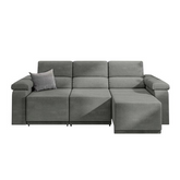 Sofá Retrátil Desmontável Suede 2,10m 3 Lugares Fox Cinza -Sthefani Moveis