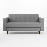 Sofá Vitrola 3 Lugares Suede Cinza -Sthefani Moveis